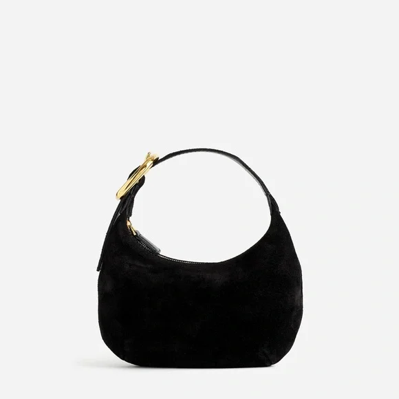 Madewell Mini Black Suede Bag with Gold Buckle - Picture 3 of 6